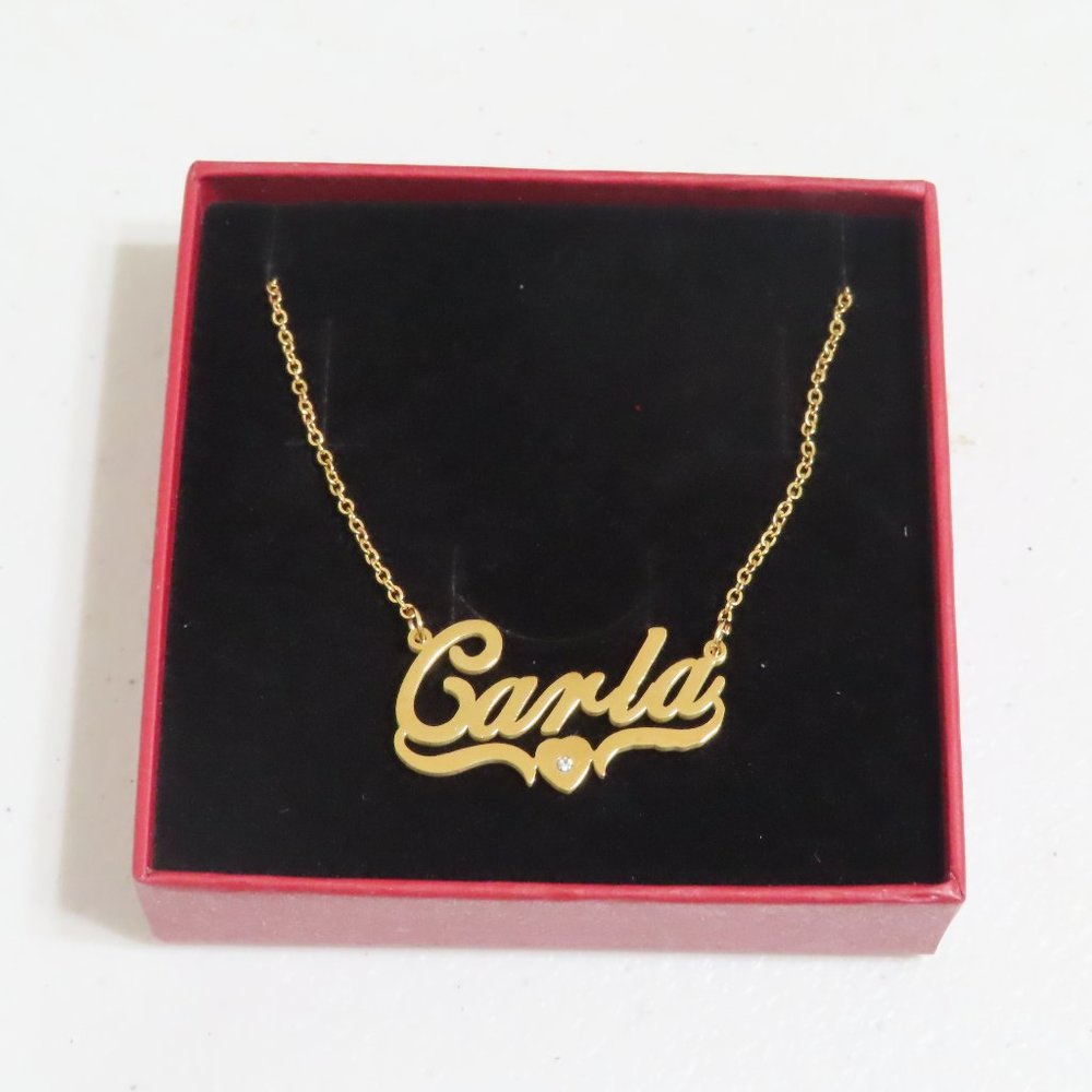 Carla Heart Name Necklace 18ct Gold Plated